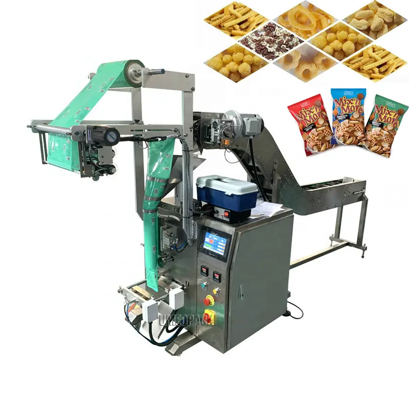 Semi-Automatische Kettingemmer Granule Noten Snack Chips Bruine Suiker Rijstkorst Gedroogde Vruchten Vulling Afdichting Verpakkingsmachine