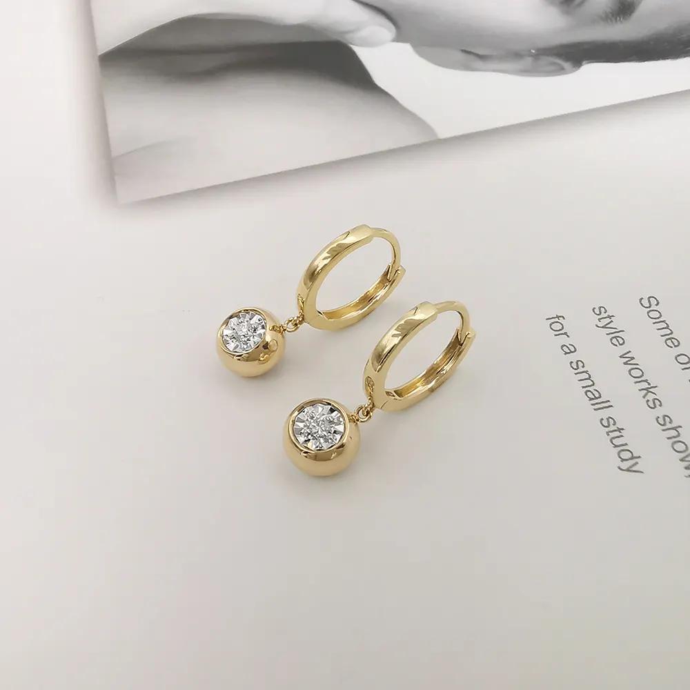 Bán Buôn Vàng Nguyên Chất Trang Sức 14K 18K Rắn Vàng Drop Earrings Đối Với Phụ Nữ