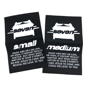 Etiquetas de ropa personalizadas al por mayor con pliegue central, etiquetas tejidas negras de marca, etiquetas tejidas de talla para ropa - Product Image 3