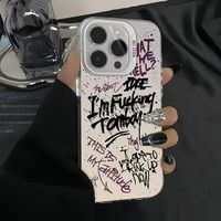 Étui pour téléphone portable en TPU argenté imprimé de lettres anglaises pour iPhone 8 X XR XS 11 12 13 14 15 16 Pro Max