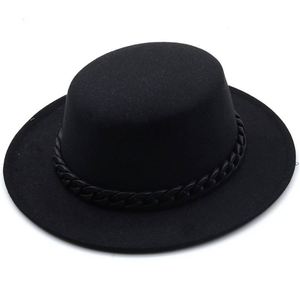 In Stock <b>Cheap</b> Price Unisex Wool Felt Fedora Hat Wide Brim with <b>Chain</b> Image Style Casual Outdoor Party Fishing - Product Image 6