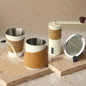 <b>Mini</b> 4 PCS Pour Over Coffee Kit Set Manual Stainless Steel Coffee Cup, Hand-brewed Filter Drain Manual Coffee <b>Grinder</b> Set - Product Image 4