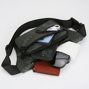 SAS50015 Riñonera para hombre, color verde militar, pequeña, de cuero PU, para la cintura o el pecho, para uso diario, color sólido, diseño minimalista - Product Image 4