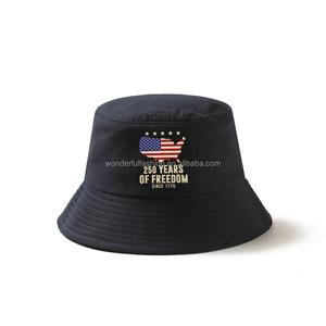 قبعة صياد مطبوعة بالجملة للحماية من الشمس في الهواء الطلق، قبعة دلو قطنية نقية قابلة للطي وذات تهوية، قبعة علم للذكرى السنوية 250 للولايات المتحدة الأمريكية - Product Image 6