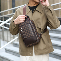 Sac de poitrine pour homme en cuir imperméable et tendance pour la course à pied, la marche, les voyages, avec fermeture éclair et logo personnalisé