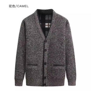 Chaqueta de punto con <span class=keywords><strong>cuello</strong></span> en V para hombres de mediana edad y padres mayores suéter cárdigan - Product Image 3