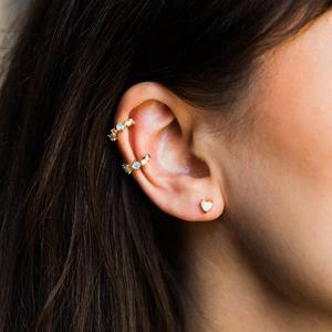 Promotion Cz Cluster Design Circle Ear Cuff Pave Cubic Zirconia Blue Fire Opal Clip on <strong>Earring</strong> - Product Image 5