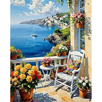 Kit de Pintura al Óleo por Números Hecho a Mano para Adultos, Paisaje Marino Europeo 40X50CM, Decoración para el Hogar