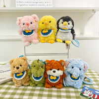 Porte-clés en peluche amusant en forme d'éléphant, renard, pingouin, ours, petit format, personnalisable, pour sac à dos
