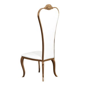 Venta al por mayor de lujo Silla de boda Silla de hotel de respaldo alto de acero inoxidable de cuero blanco sillas de muebles de boda - Product Image 4