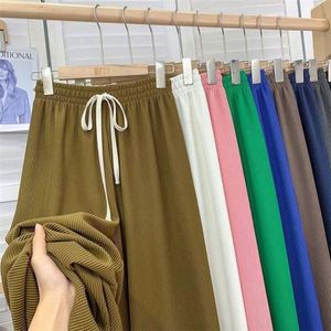 Women Winter Formal Breathable 100% Polyester Wide Leg Loose Pant <b>Elastic</b> Straight <b>Trousers</b> Mid <b>Waist</b> Solid Color Full Length - Product Image 3