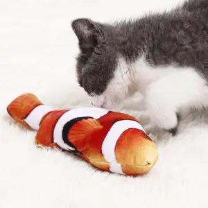 מכירה לוהטת סימולציה אנטי ביס אינטראקטיבי חתול צעצוע ריקוד מכשכש חשמלי דגי חתול צעצוע