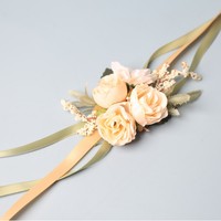 Bunga Sutra Gaya Barat Eropa Asli untuk Pengantin Pria dan Wanita, Pengiring Pengantin, Pengiring Pria, Orang Tua, Boutonnieres, Dekorasi Pergelangan Tangan