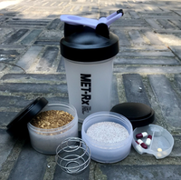 Bouteille de shaker à protéines en plastique écologique de grande capacité 500 ml, personnalisable, résistante à la corrosion, portable, compatible lave-vaisselle
