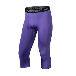 Celana Baselayer Logo kustom 95% Polyester celana pendek latihan basket lari celana legging kebugaran ketat kompresi untuk pria