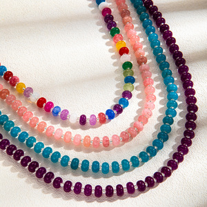 Colorful Natural Stone Beaded <b>Necklace</b> Multicolor Summer Fashion Jewelry Daily Wear Party Style - Product Image 2