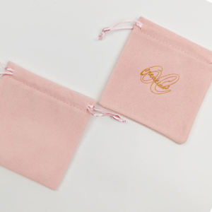 INFFY Popular Style Super Soft pink Cosmetic Velvet Pouch Oval Customized Logo Luxury <b>Jewelry</b> <b>Storage</b> Drawstring Dust Bag - Product Image 4