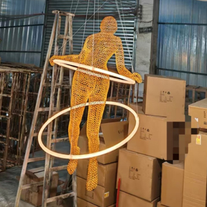 Iron Art Hanging Lamp <strong>Soul</strong> Translucent Atmosphere Mood <strong>Lighting</strong> 3D Model Chandelier Sculpture Statue Hurdles Gymnast - Product Image 2