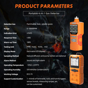Détecteur de gaz H2S CO2 portable personnalisé en matériau ABS avec sonde et tuyau, alarme sonore et lumineuse, rechargeable 3.7VDC RGTS-004 - Product Image 4