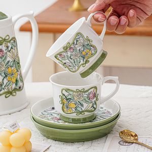 Vintage British Floral Relief Teapot Cup and Saucer <b>Set</b> Porcelain Coffee and <b>Tea</b> <b>Set</b> Women <b>Tea</b> Party <b>Set</b> - Product Image 4