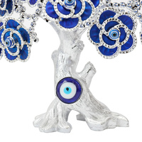 Turc bleu mauvais yeux argent fleurs arbre amulette Table pièce maîtresse ornement pour la maison bureau Protection mauvais œil décor