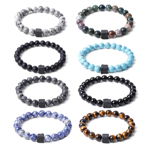 Da uomo alla moda giallo occhio di tigre pietra per bracciale naturale a forma di croce vulcanica Charm gioielli con proprietà di miglioramento energetico - Product Image 1