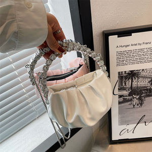 Sac à main en cuir PU pour femme, sacs fourre-tout tendance avec chaîne, sac bandoulière, sacs de soirée de luxe avec strass - Product Image 2