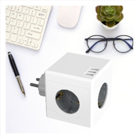 Toma de corriente universal EU Cube con protección contra sobretensiones Múltiples salidas con 3 puertos de carga USB Regleta de alimentación extendida inteligente