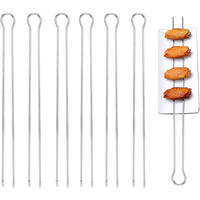 6 brochettes télescopiques en acier inoxydable antirouille en forme de U de 12 pouces à double pointe pour barbecue, avec étui de rangement en tissu pour grillades