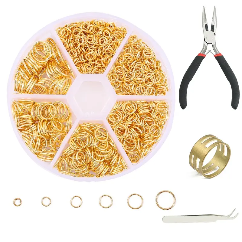 Ensemble d'accessoires de bijoux bricolage à la main avec miroir croisé combinaison multi-tailles anneau de connexion anneau de fer matériel de perles