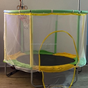 Zoshine Safe Indoor Mini Trampoline for Kids with Safety Enclosure Net and Basketball <strong>Hoop</strong> Toddler Jumping Bed - Product Image 6