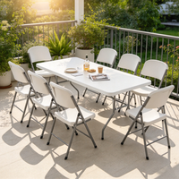Table de pique-nique pliante en plastique HDPE blanc, design moderne, pour événements intérieurs et extérieurs, hôtels, hôpitaux, mariages, vente chaude
