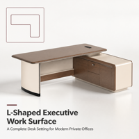 Semplice angolo moderno a forma di L Executive scrivania da ufficio durevole di alta qualità mobili con tavolo cassetto per avvocati manager