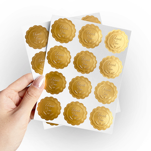 Etiquetas Adhesivas con Logotipo en Relieve 3D con Lámina Dorada para Cajas de Productos, Diseño Personalizado <span class=keywords><strong>a</strong></span> Precio de Fábrica, con Mensaje de Agradecimiento - Product Image 1