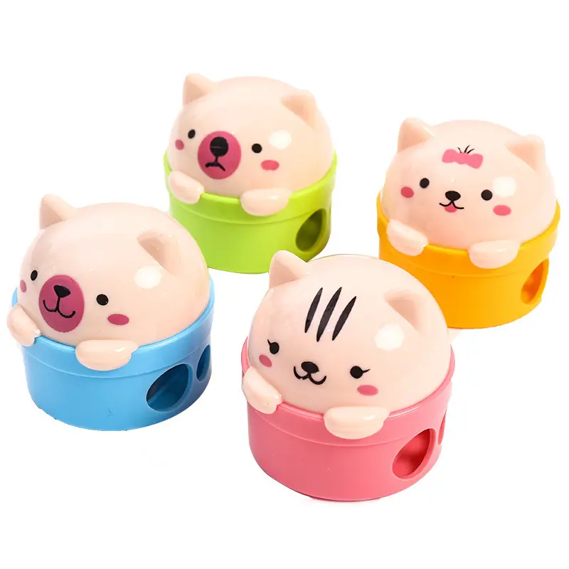 stationery items for school Hot Selling Cartoon plastic two-hole convenient and small pencil sharpener for students