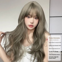 Perruque complète MEILASI pour femme, cheveux longs, franges aériennes, bouclée, naturelle et volumineuse, nouvelle mode, sans cheveux humains, 310g - Vente chaude transfrontalière