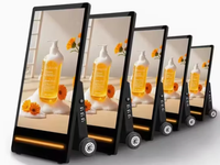 Afficheur numérique portable de 43 pouces, alimenté par batterie, sur pied, signalétique mobile, écran LCD publicitaire, kiosque