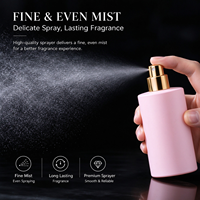 Flacon de parfum en verre rose mat 50 ml 1,7 oz, corps cylindrique, bouchon sphérique, vente en gros, approvisionnement en vrac, marque privée