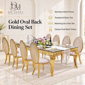 Table de banquet rectangulaire de luxe en acier inoxydable doré avec manteau de table décoratif découpé pour événements de mariage - Product Image 3