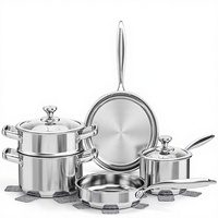 Ensemble de 16 casseroles et poêles durables avec couvercles en verre, protège-casseroles et tablier – Compatible gaz et induction, passe au lave-vaisselle