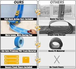 <span class=keywords><strong>Circuit</strong></span> de course portable DIY à motifs, double voie, enroulable, avec 6 voitures jouets et ventouses, 5 m, flexible pour enfants - Product Image 6