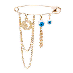 Broche élégante et tendance en forme de goutte d'eau avec œil de démon, en cristal plaqué argent, avec chaîne et pompon, pour cardigan, fleur, enfants - Product Image 6