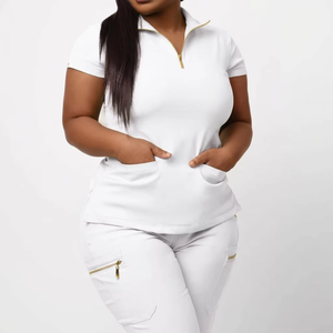 2025 nuovo stile femminile infermiera Top uniforme Set Pullover con cerniera scrub Stretch ospedale Jogger moda all'ingrosso <span class=keywords><strong>divise</strong></span> mediche - Product Image 2