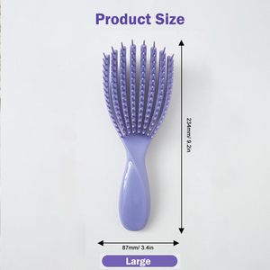 Brosse à cheveux démêlante incurvée en plastique personnalisée, à huit rangées, type pieuvre, pour massage du cuir chevelu, vente en gros - Product Image 3