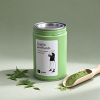 Boîte en métal vide personnalisée de qualité alimentaire pour thé et café en poudre, vente en gros, boîte hermétique pour thé matcha, boîte d'emballage ronde à double couvercle pour thé