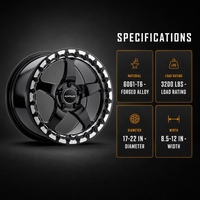 Jantes Beadlock forgées usinées noir brillant 17-22 pouces 6061-T6, jantes tout-terrain simulées 6x5.5 8x170 pour Bronco Ram TRX F-150