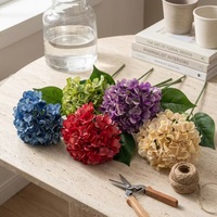 Bunga Hydrangea Buatan Tangan Modern Mewah, Tangkai Tunggal Sutra 126 Kelopak Kepala Besar, untuk Pernikahan, Hari Valentine, Thanksgiving