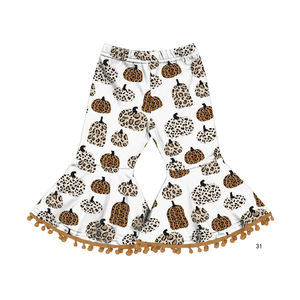 Pantalones de Campana para Bebés y Niñas Pequeñas con Pompones, Pantalones de Flores con Vuelo para Niñas Pequeñas - Product Image 4