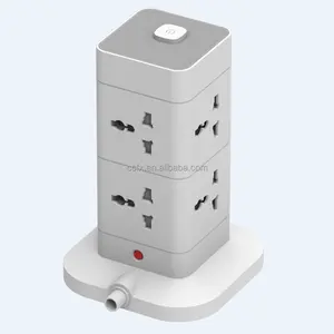 Universal Multi outlet Tower socket 4/8/12 Way 4 USB Ports Type-C with surge protector Tower Power Extension Socket
