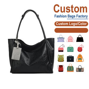 Sac fourre-tout en cuir noir véritable texturé froissé |   Fabrication sur mesure OEM/ODM pour les marques de luxe et les marques d'entreprise - Product Image 1